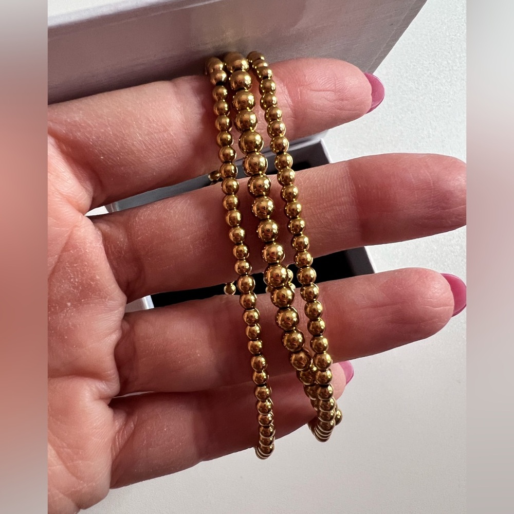Mint & Lily 18k gold plated 3 beaded bracelets